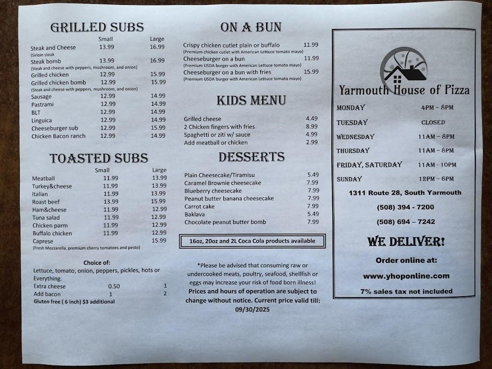Yarmouth House of Pizza Meatlovers Large